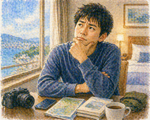 暇つぶしに何をしようか迷う男性