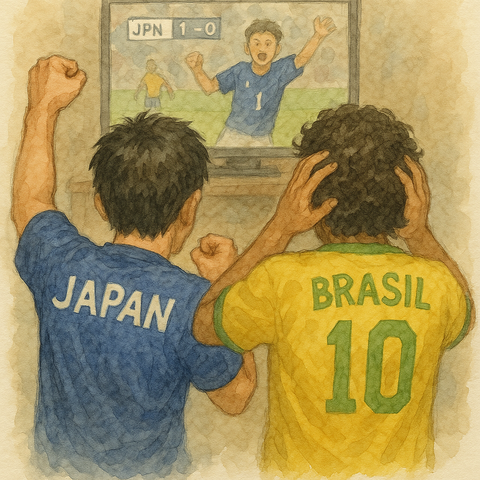 サッカーの試合をテレビ観戦