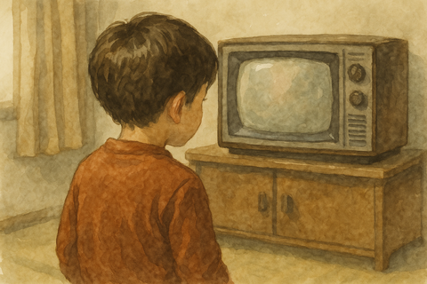 テレビを見る昭和の小学生