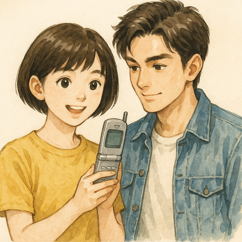 ガラケーを持つ女子