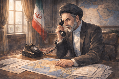 電話するイラン高官