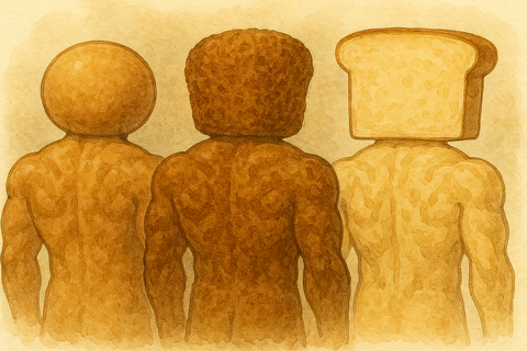 アンパンカレーパン食パン後ろ姿