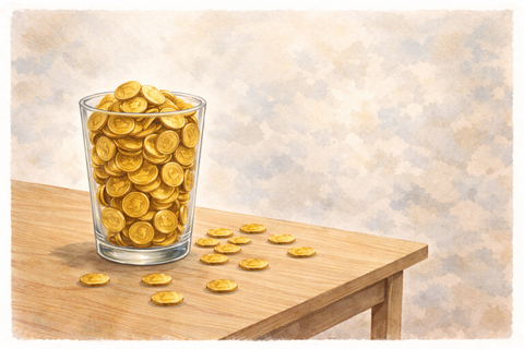 グラスに入った金貨