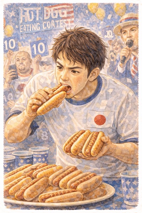 ホットドッグ大食い大会の男性