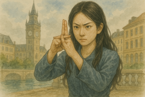 九字を切る女性