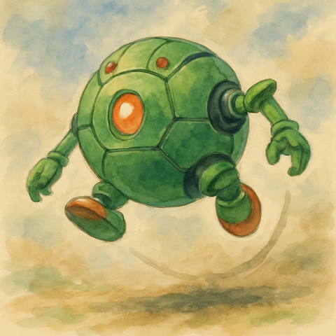 緑の丸型ロボット