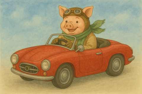 紅のオープンカー