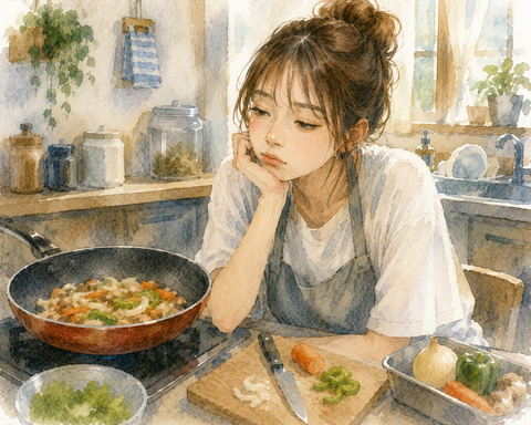 自炊途中で飽きた女性