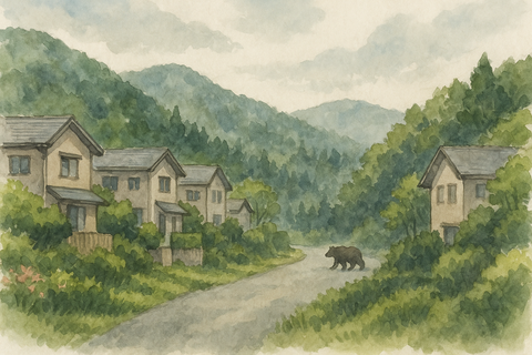 熊のいる山の中の住宅街