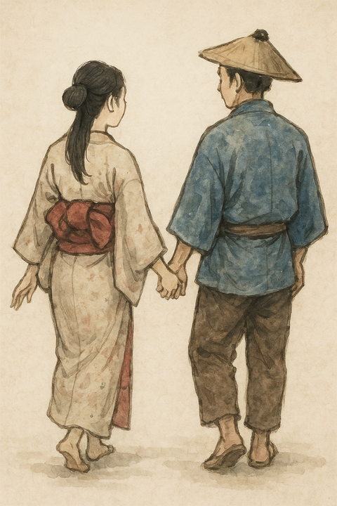 手をつなぐ男女