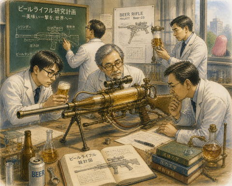 ビールライフルを研究する研究者