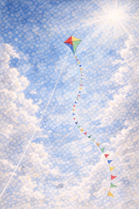 空高く上がる凧