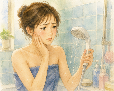 風呂のシャワーヘッドのでが悪くて困る女性