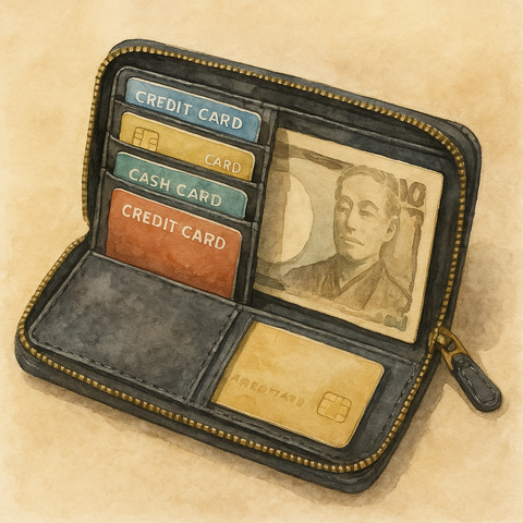 クレジットカードやキャッシュカードが入った財布