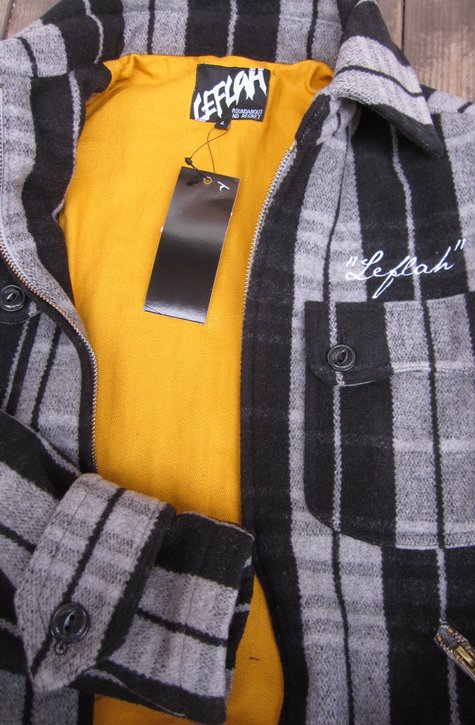leflah スタジャン L LEFLAHリアルレザースタジャン＆チェックメルトンJKT＆オール