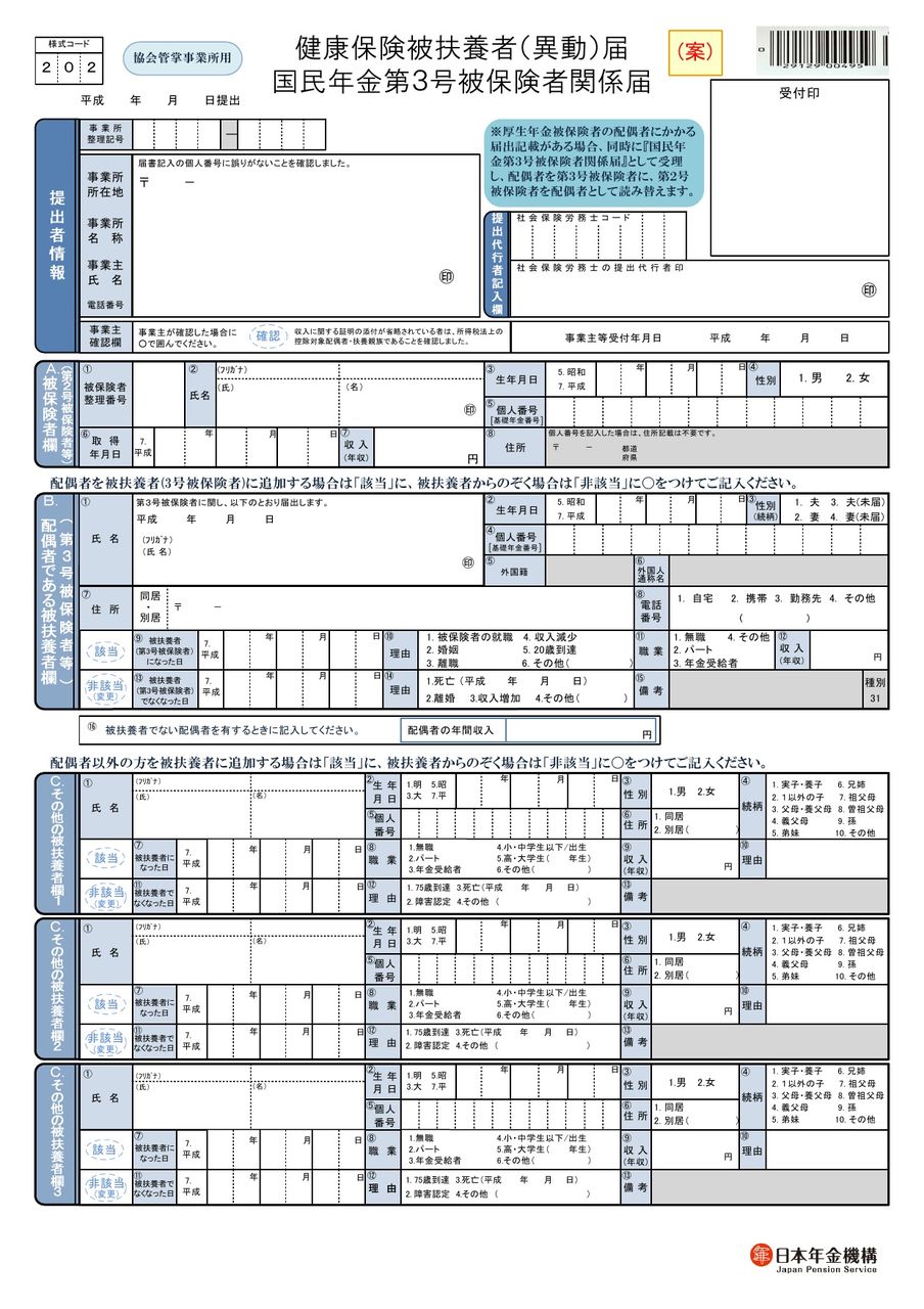 個人番号の影響を受ける様式手続 第６回 健康保険被扶養者 異動 届はどのように変わるのか 日本法令 改正個人情報保護法制度のblog