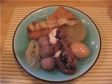 豊中・居酒屋「ほりばた」皿に盛られた暖かいおでん達