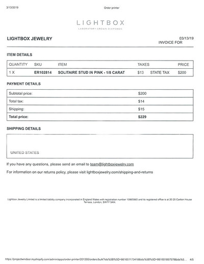 Lightbox Invoice for Pink