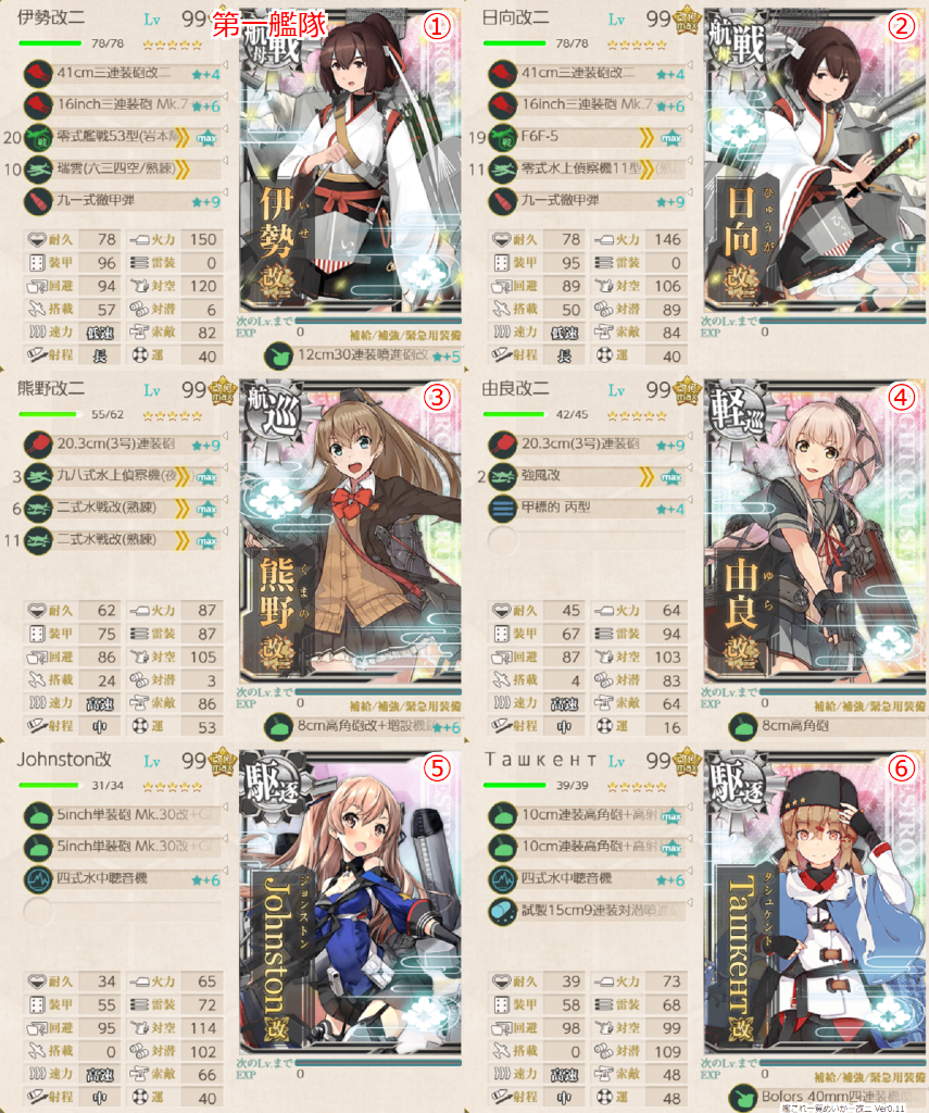 艦これ 日向改二任務6 5攻略記録 下ルート Hotateptのblog 艦これ 日向改二任務6 5攻略記録 下ルート Hotateptのblog