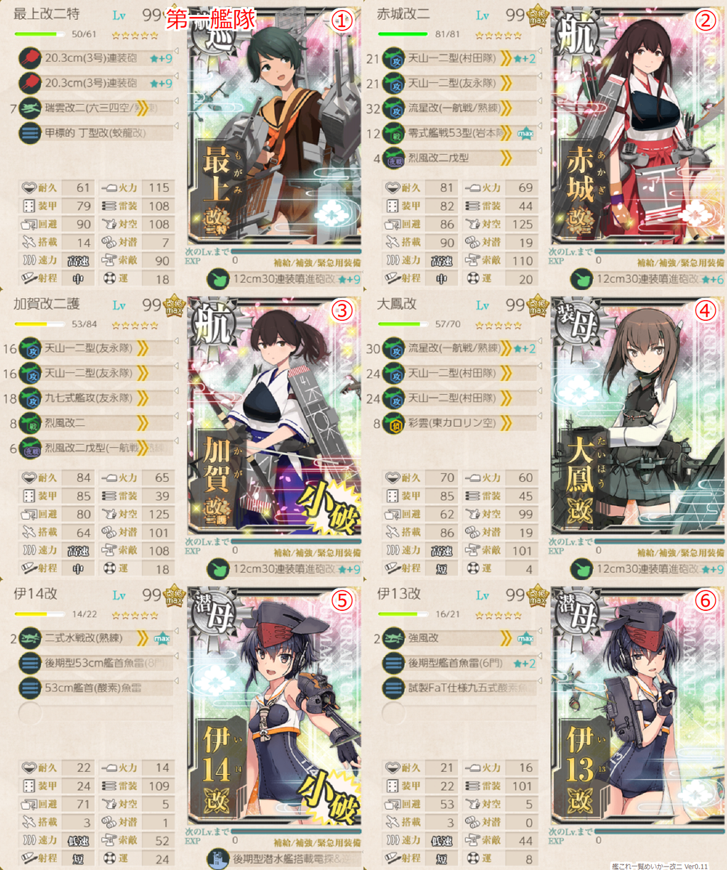 艦これ 最上改二特入り3 5上ルート編成メモ Hotateptのblog