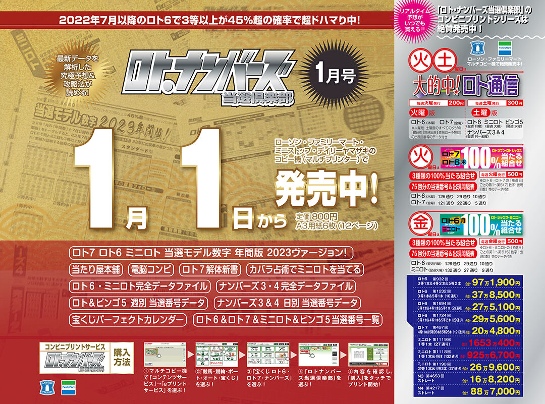 ロト ナンバーズ当選倶楽部 ギャンブル帝王 ギャンブル宝典 宝くじ検証部