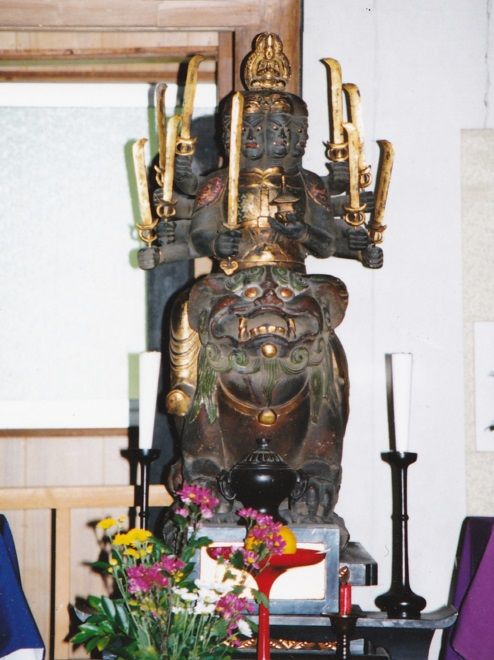 刀八毘沙門天王像（上越・林泉寺） : 不知非道不存候（寶在心）