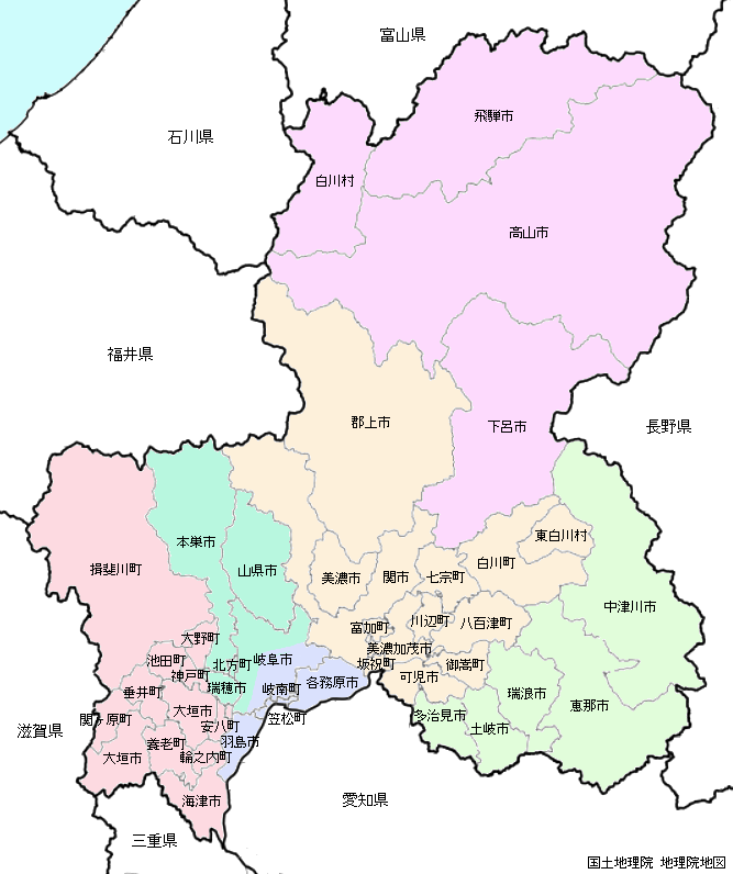 支部地域 地図 : 岐阜県建築士事務所協会 支部地域 地図 : 岐阜県建築士事務所協会