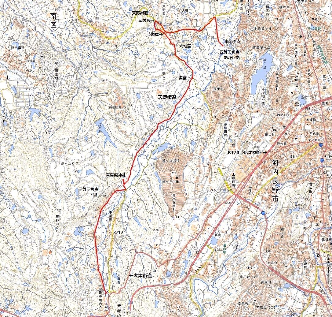 河内長野市、小山田町のあかしあ_天野街道、三角点探訪（316