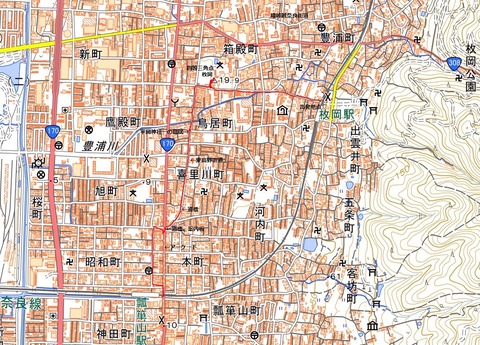 東大阪市、箱殿地区の枚岡_東高野街道（を少し）、三角点探訪
