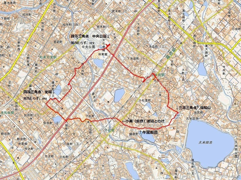 岸和田市 Jr久米田駅から福知山 三角点探訪 61 光陽 中央公園は Ryokutyaの山行備忘録