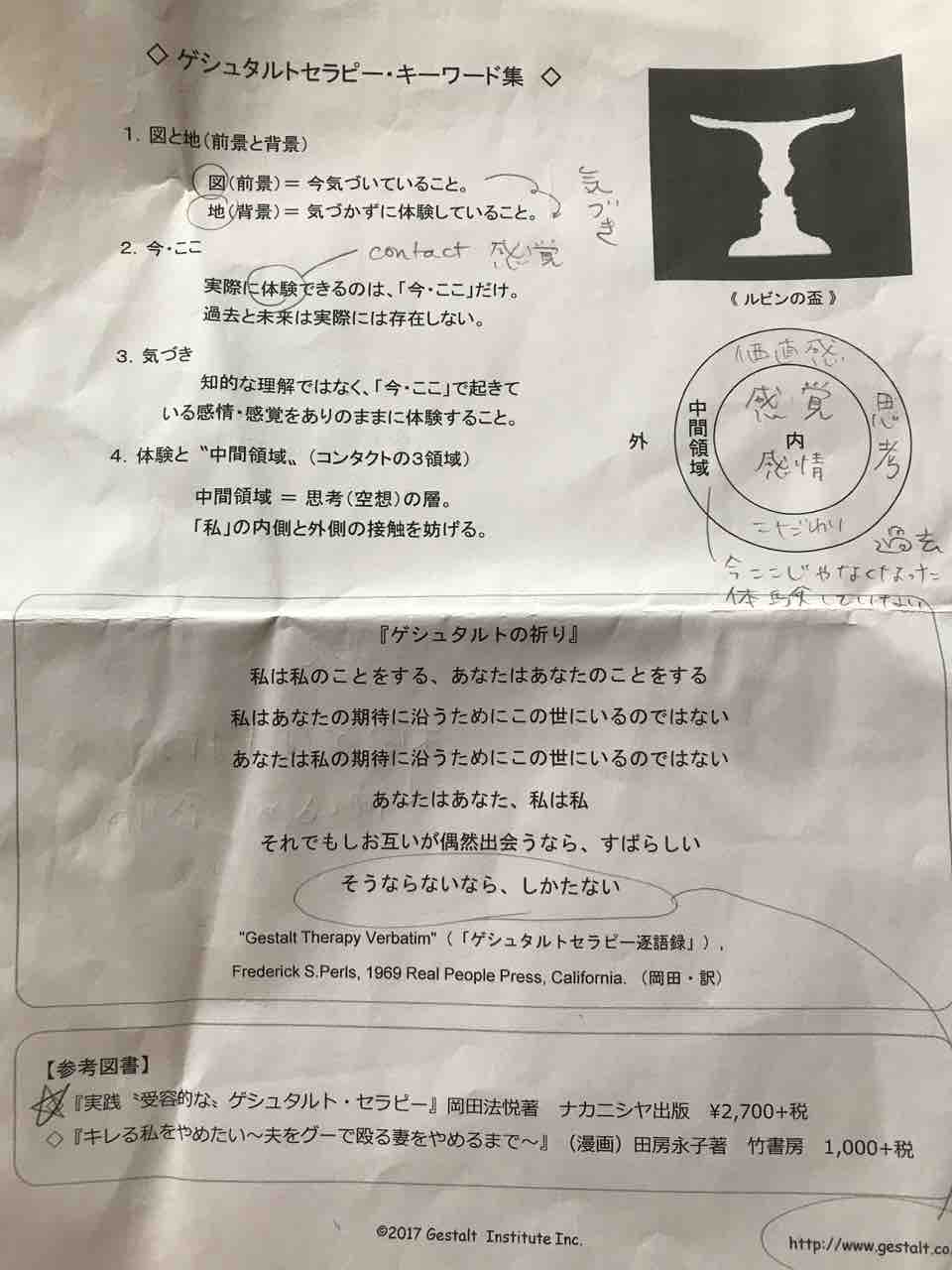 ゲシュタルト セラピー 体験コース 感想 今日のあかね色