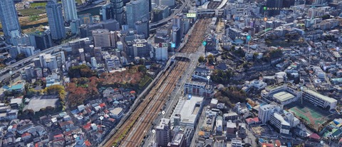 権現山城址~青木城址遠景(Google map)