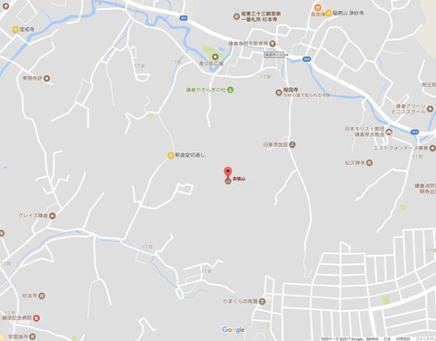 名越邸と釈迦堂切通しと衣張山の位置関係 久良岐のよし