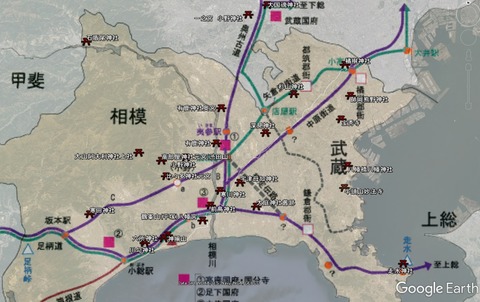 神奈川県の旧街道と古代神社の位地 久良岐のよし