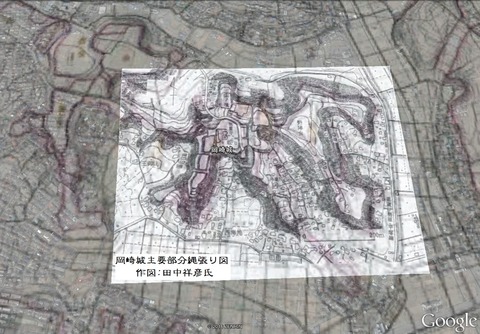 岡崎城主要部分縄張り図