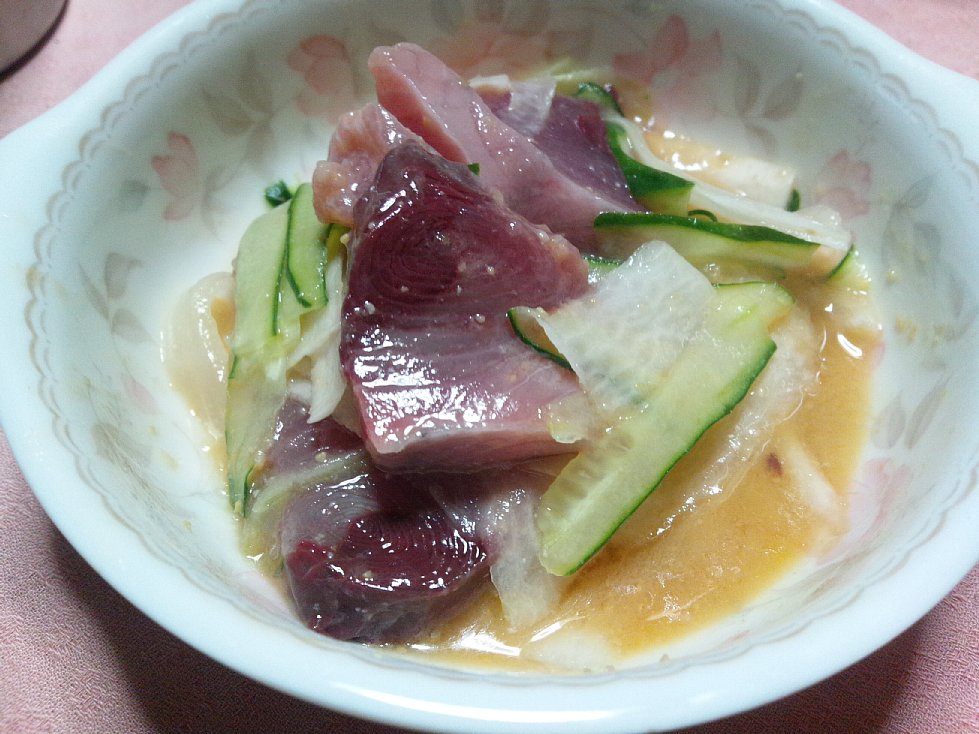 沖縄県本部町式カツオの刺身の酢味噌味 食べてみた 山形ランチdeウバーレ
