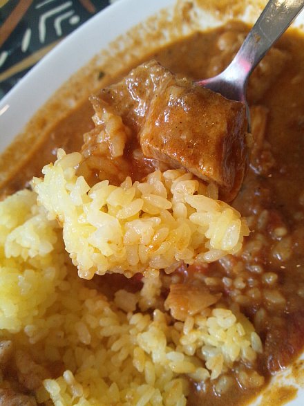 インド風カレー パオーーン その2 トマトベースのルーのポーク 豆カレー 宮城県柴田町 山形ランチdeウバーレ インド風カレー パオーーン その2 トマトベースのルーのポーク 豆カレー 宮城県柴田町 山形ランチdeウバーレ
