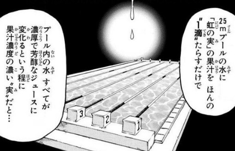 トリコ「一滴の果汁で25mプールの水が濃厚なジュースに変わるくらいの糖度！」←ショック死するよね