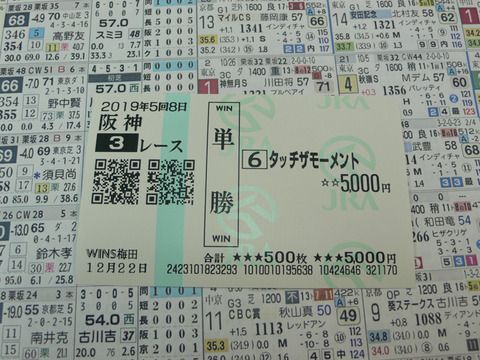 【馬券】5回阪神8日3