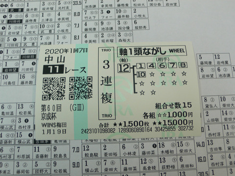 【馬券】1回中山7日11