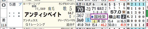 アンティシペイト（２頭出し以上は「＊」で表示）