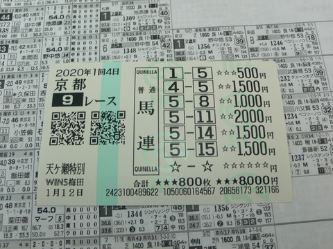 【馬券】1回京都4日9