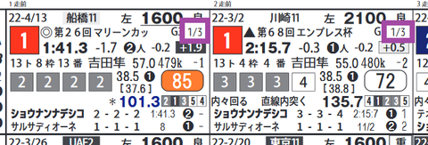 ショウナンナデシコ（「対戦成績」）