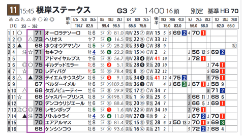 「基準ハイブリッド指数」根岸S