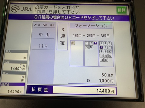 有馬記念の払い戻し