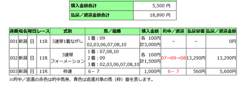 新潟２歳Ｓの馬券