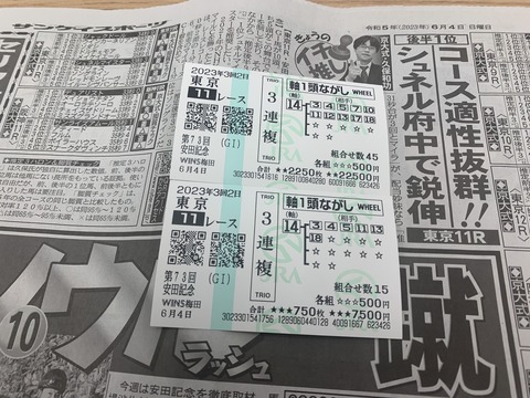 安田記念の馬券