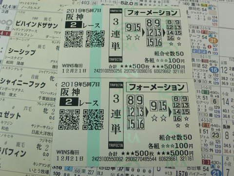 【馬券】5回阪神7日2