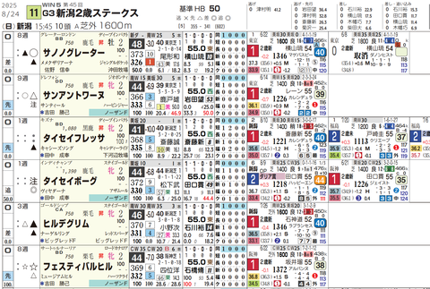 新潟２歳Ｓの想定１