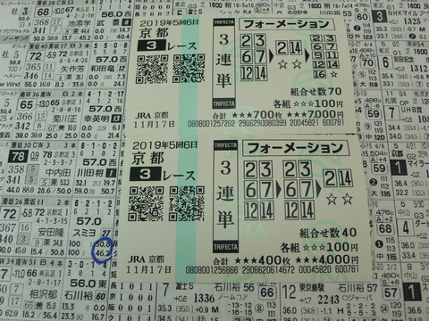 【馬券】5回京都6日3